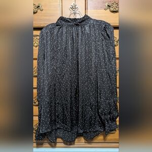 H&M Black Blouse with White Polka Dots